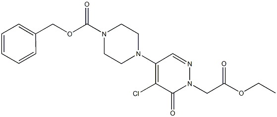 Benzyl 4-[5-chloro-1-(2-ethoxy-2-oxoethyl)-6-oxo-1,6-dihydro-4-pyridazinyl]tetrahydro-1(2H)-pyrazine 化学構造式