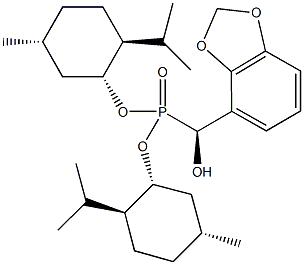 bis[(1R,2S,5R)-2-isopropyl-5-methylcyclohexyl] [(S)-1,3-benzodioxol-4-yl(hydroxy)methyl]phosphonate Structure