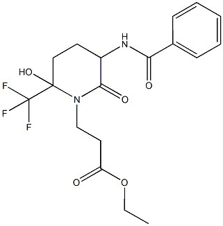 ethyl 3-[5-(benzoylamino)-2-hydroxy-6-oxo-2-(trifluoromethyl)piperidin-1-yl]propanoate Structure