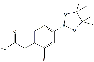 2-(2-fluoro-4-(4,4,5,5-tetramethyl-1,3,2-dioxaborolan-2-yl)phenyl)acetic acid Struktur