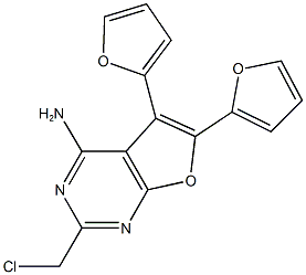 2-(CHLOROMETHYL)-5,6-DI-2-FURYLFURO[2,3-D]PYRIMIDIN-4-AMINE Struktur