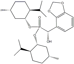bis[(1R,2S,5R)-2-isopropyl-5-methylcyclohexyl] [(R)-1,3-benzodioxol-4-yl(hydroxy)methyl]phosphonate Structure