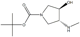 tert-butyl (3R,4R)-3-hydroxy-4-(methylamino)pyrrolidine-1-carboxylate 化学構造式