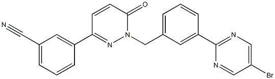 3-(1-(3-(5-溴吡啶-2-基)苄基)-6-氧代-1,6-二氢哒嗪-3-基)苄腈, 1103506-77-9, 结构式