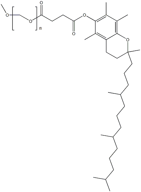 Poly(oxy-1,2-ethanediyl),α-[4-[[3,4-dihydro-2,5,7,8-tetramethyl-2-(4,8,12-trimethyltridecyl)-2H-1-benzopyran-6-yl]oxy]-1,4-dioxobutyl]-ω-methoxy-Polymer Struktur