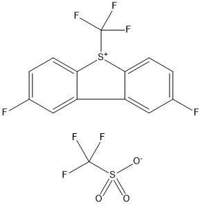 2,8-ジフルオロ-5-(トリフルオロメチル)-5H-ジベンゾ[b,d]チオフェン-5-イウムトリフルオロメタンスルホナート 化学構造式