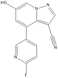 6-羟基-4-(6-氟-3-吡啶)-吡唑并[1,5-A]吡啶-3-甲腈, 2222654-09-1, 结构式
