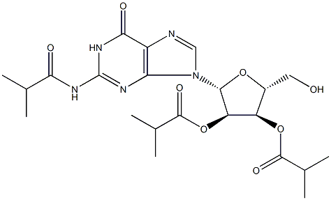 Guanosine, N-(2-methyl-1-oxopropyl)-, 2',3'-bis(2-methylpropanoate) Struktur