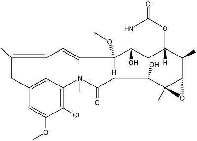 3-O-デ[2-[メチル(アセチル)アミノ]-1-オキソプロピル]メイタンシン 化学構造式