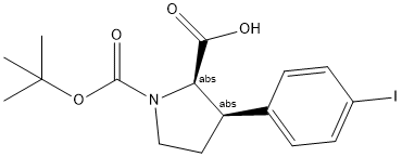 (2R,3R)-1-(tert-butoxycarbonyl)-3-(4-iodophenyl)pyrrolidine-2-carboxylic acid Structure
