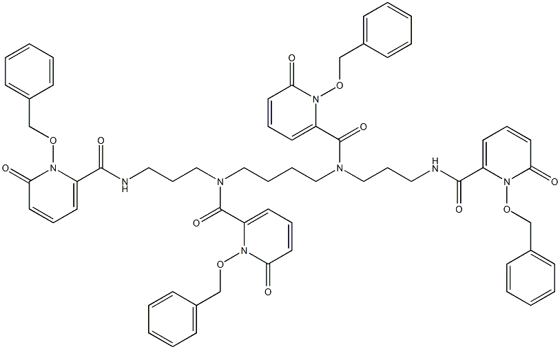 N,N'-(butane-1,4-diyl)bis(1-(benzyloxy)-N-(3-(1-(benzyloxy)-6-oxo-1,6-dihydropyridine-2-carboxamido)propyl)-6-oxo-1,6-dihydropyridine-2-carboxamide) 化学構造式