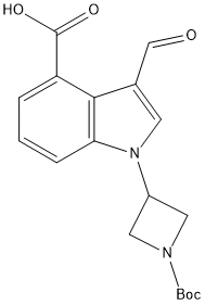 1-(1-(tert-butoxycarbonyl)azetidin-3-yl)-3-formyl-1H-indole-4-carboxylic acid Structure