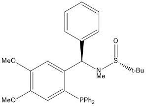 [S(R)]-N-[(R)-[2-(二苯基膦)-4,5-二甲氧基苯基](4-苯基)甲基]-N-甲基-2-叔丁基亚磺酰胺 结构式