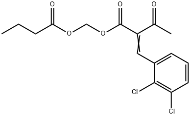 2-(2',3'-dichloro-benzylidene)-3-oxo-butyric acid butyryloxymethyl ester Struktur
