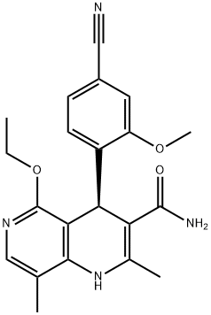 1,6-NAPHTHYRIDINE-3-CARBOXAMIDE, 4-(4-CYANO-2-METHOXYPHENYL)-5-ETHOXY-1,4-DIHYDRO-2,8-DIMETHYL-, (4R)- Structure