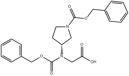 (3s)-3-(Benzyloxycarbonyl-carboxyMethyl-aMino)-pyrrolidine-1-carboxylic acid benzyl ester Struktur