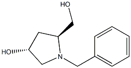 (3R,5S)-1-ベンジル-5-(ヒドロキシメチル)ピロリジン-3-オール 化学構造式
