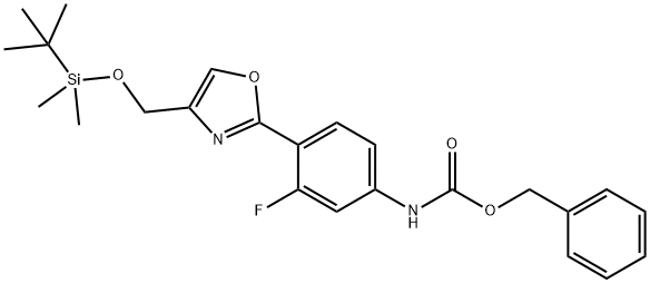 benzyl (4-(4-(((tert-butyldimethylsilyl)oxy)methyl)oxazol-2-yl)-3-fluorophenyl)carbamate Structure