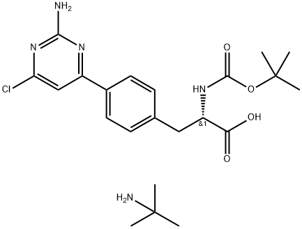 (S)-3-(4-(2-amino-6-chloropyrimidin-4-yl)phenyl)-2-(tert-butoxycarbonylamino)propanoic acid, tert-butylamine salt,1116460-10-6,结构式