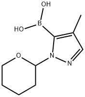 1-(TETRAHYDRO-2H-PYRAN-2-YL)-4-METHYL-5-(4,4,5,5-TETRAMETHYL-1,3,2-DIOXABOROLAN-2-YL)-1H-PYRAZOLE, 1141878-27-4, 结构式