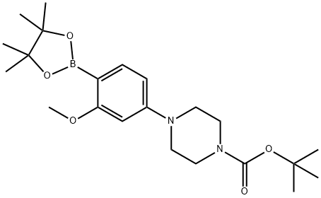 tert-butyl 4-(3-methoxy-4-(4,4,5,5-tetramethyl-1,3,2-dioxaborolan-2-yl)phenyl)piperazine-1-carboxylate Struktur