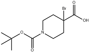 4-bromo-1-(tert-butoxycarbonyl)piperidine-4-carboxylic acid, 1146955-04-5, 结构式