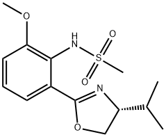 (R)-N-(2-(4-isopropyl-4,5-dihydrooxazol-2-yl)-6-methoxyphenyl)methanesulfonamide, 1192815-26-1, 结构式