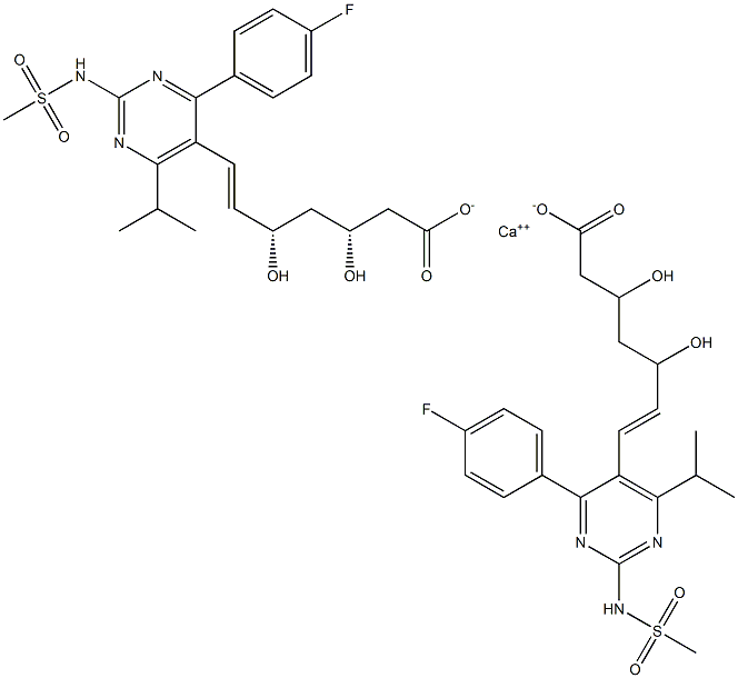 (3R,5S,6E)-7-[4-(4-Fluorophenyl)-6-(1-methylethyl)-2-[(methylsulfonyl)amino]-5-pyrimidinyl]-3,5-dihydroxy- 6-heptenoic acid Calcium salt,1194303-42-8,结构式