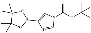 tert-butyl 4-(4,4,5,5-tetramethyl-1,3,2-dioxaborolan-2-yl)-1H-imidazole-1-carboxylate Struktur