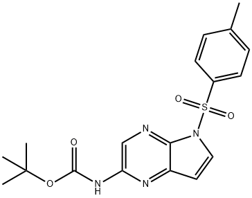 5-甲苯磺酰基-5H-吡咯并[2,3-B]吡嗪-2-胺基甲酸叔丁酯 结构式