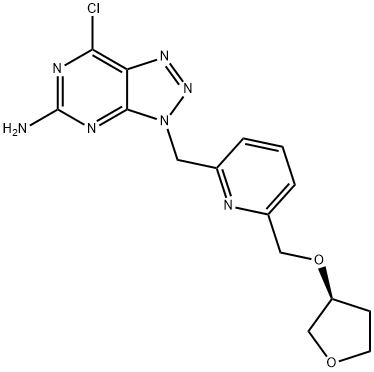 (S)-7-chloro-3-((6-(((tetrahydrofuran-3-yl)oxy)methyl)pyridin-2-yl)methyl)-3H-[1,2,3]triazolo[4,5-d]pyrimidin-5-amine Structure
