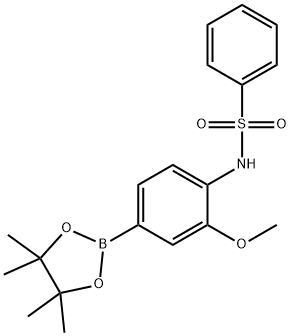 N-(2-methoxy-4-(4,4,5,5-tetramethyl-1,3,2-dioxaborolan-2-yl)phenyl)benzenesulfonamide, 1211366-27-6, 结构式