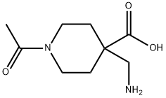 1-Acetyl-4-(aminomethyl)piperidine-4-carboxylic acid Struktur
