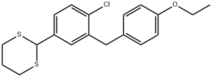 2-(3-(4-ethoxybenzyl)-4-chlorophenyl)-1,3-dithiane Struktur
