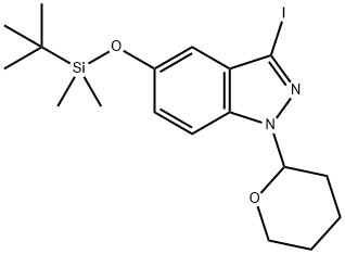 5-((叔丁基二甲基甲硅烷基)氧基)-3-碘-1-(四氢-2H-吡喃-2-基)-1H-吲唑, 1254473-78-3, 结构式