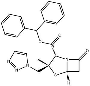 4-Thia-1-azabicyclo[3.2.0]heptane-2-carboxylic acid, 3-methyl-7-oxo-3-(1H-1,2,3-triazol-1-ylmethyl)-, diphenylmethyl ester, (2S,3S,5R)- Structure