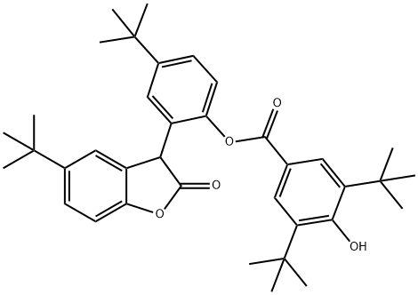4-tert-butyl-2-(5-tert-butyl-2-oxo-2,3-dihydro-1-benzofuran-3-yl)phenyl 3,5-di-tert-butyl-4-hydroxybenzoate Structure