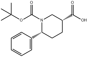 1,3-Piperidinedicarboxylic acid, 6-phenyl-, 1-(1,1-dimethylethyl) ester, (3R,6R)- Struktur