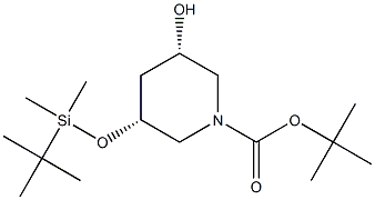 tert-butyl (3R,5S)-3-((tert-butyldimethylsilyl)oxy)-5-hydroxypiperidine-1-carboxylate Structure