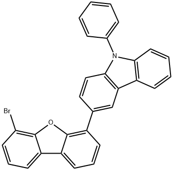 3-(6-Bromo-dibenzofuran-4-yl)-9-phenyl-9H-carbazole,1307793-55-0,结构式