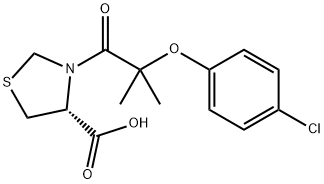 (4R)-3-[2-(4-chlorophenoxy)-2-methylpropanoyl]-1,3-thiazolidine-4-carboxylic acid Structure