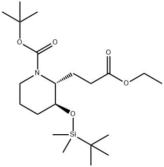 (2R,3S)-3-tert-butyldimethylsilyloxy-1-tert-butyloxycarbonyl-2-[(2-ethyloxycarbonyl)ethyl]piperidine Structure
