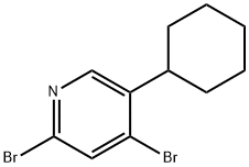 2,4-Dibromo-5-(cyclohexyl)pyridine Structure