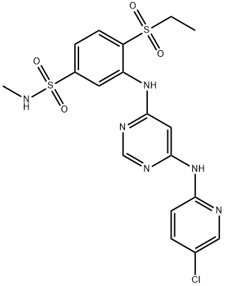 3-((6-((5-chloropyridin-2-yl)amino)pyrimidin-4-yl)amino)-4-(ethylsulfonyl)-N-methylbenzenesulfonamide Struktur