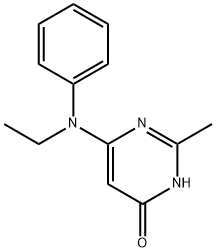 6-(Ethyl(phenyl)amino)-2-methylpyrimidin-4(3H)-one 化学構造式