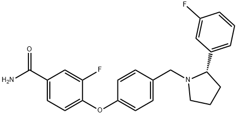 (S)-3-fluoro-4-(4-((2-(3-fluorophenyl)pyrrolidin-1-yl)methyl)phenoxy)benzamide Structure