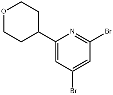2,4-Dibromo-6-(4-tetrahydropyranyl)pyridine 化学構造式
