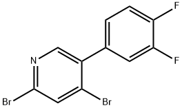 2,4-Dibromo-5-(3,4-difluorophenyl)pyridine 结构式