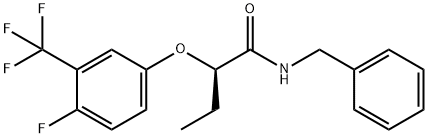 Butanamide, 2-[4-fluoro-3-(trifluoromethyl)phenoxy]-N-(phenylmethyl)-, (2R)- Structure