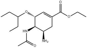 (3R,4R,5R)-4-乙酰氨基-5-氨基-3(1-乙丙氧基)-1-环己烯-1-羧酸乙酯盐酸盐,1402431-91-7,结构式